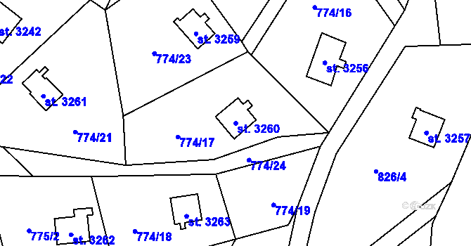 Parcela st. 3260 v KÚ Staré Hamry 2, Katastrální mapa
