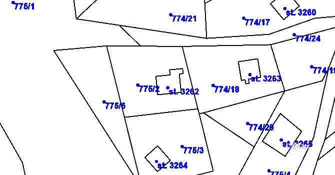 Parcela st. 3262 v KÚ Staré Hamry 2, Katastrální mapa