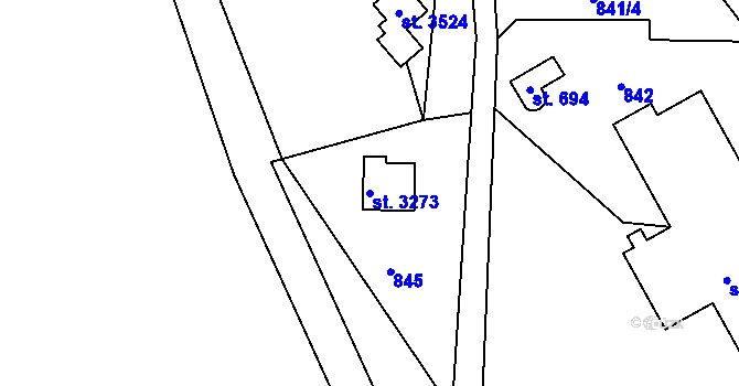 Parcela st. 3273 v KÚ Staré Hamry 2, Katastrální mapa