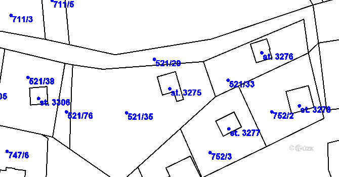 Parcela st. 3275 v KÚ Staré Hamry 2, Katastrální mapa