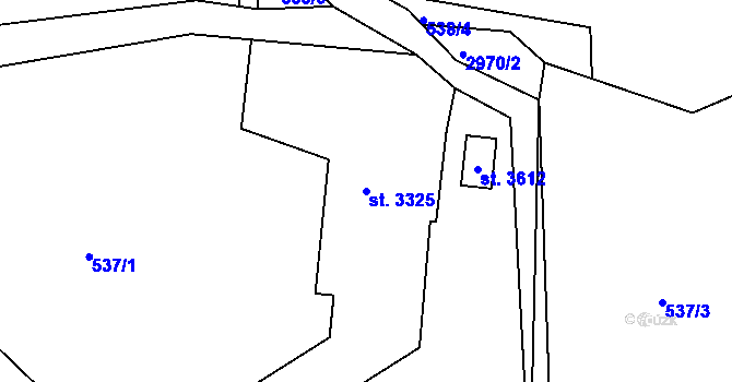 Parcela st. 3325 v KÚ Staré Hamry 2, Katastrální mapa