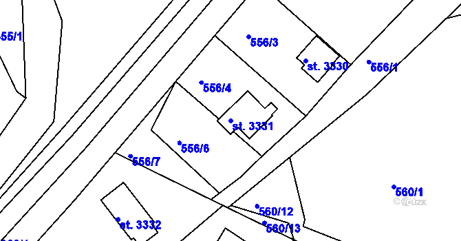 Parcela st. 3331 v KÚ Staré Hamry 2, Katastrální mapa
