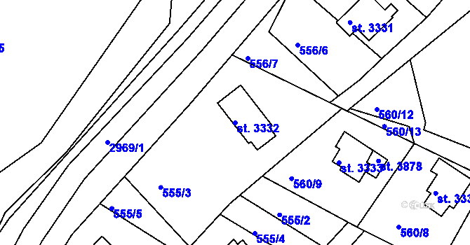 Parcela st. 3332 v KÚ Staré Hamry 2, Katastrální mapa