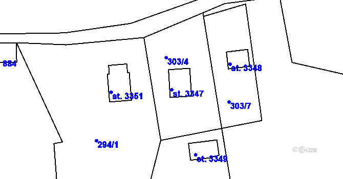 Parcela st. 3347 v KÚ Staré Hamry 2, Katastrální mapa