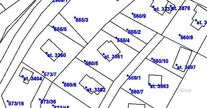 Parcela st. 3361 v KÚ Staré Hamry 2, Katastrální mapa