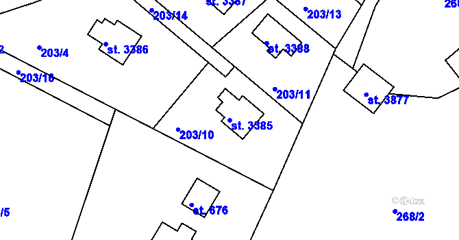 Parcela st. 3385 v KÚ Staré Hamry 2, Katastrální mapa