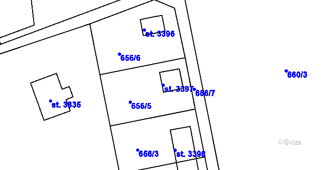 Parcela st. 3397 v KÚ Staré Hamry 2, Katastrální mapa