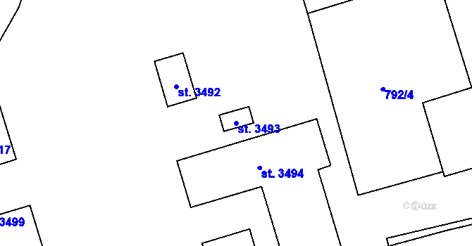 Parcela st. 3493 v KÚ Staré Hamry 2, Katastrální mapa