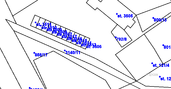 Parcela st. 3506 v KÚ Staré Hamry 2, Katastrální mapa