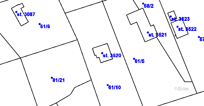 Parcela st. 3520 v KÚ Staré Hamry 2, Katastrální mapa