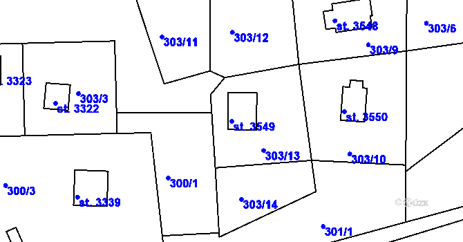 Parcela st. 3549 v KÚ Staré Hamry 2, Katastrální mapa
