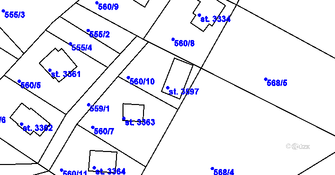 Parcela st. 3597 v KÚ Staré Hamry 2, Katastrální mapa