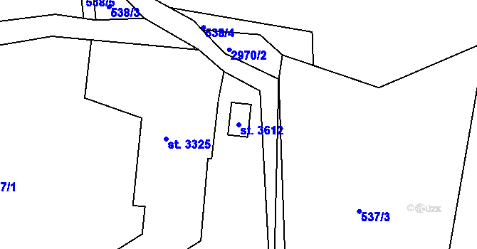 Parcela st. 3612 v KÚ Staré Hamry 2, Katastrální mapa