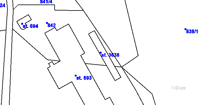 Parcela st. 3638 v KÚ Staré Hamry 2, Katastrální mapa