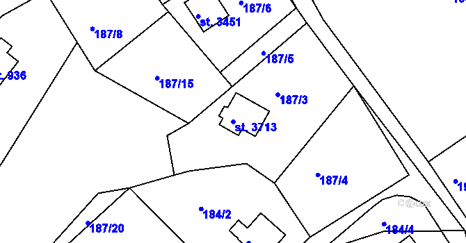 Parcela st. 3713 v KÚ Staré Hamry 2, Katastrální mapa