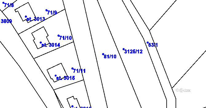 Parcela st. 81/10 v KÚ Staré Hamry 2, Katastrální mapa