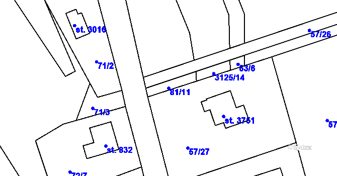 Parcela st. 81/11 v KÚ Staré Hamry 2, Katastrální mapa