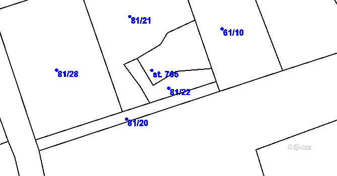Parcela st. 81/22 v KÚ Staré Hamry 2, Katastrální mapa