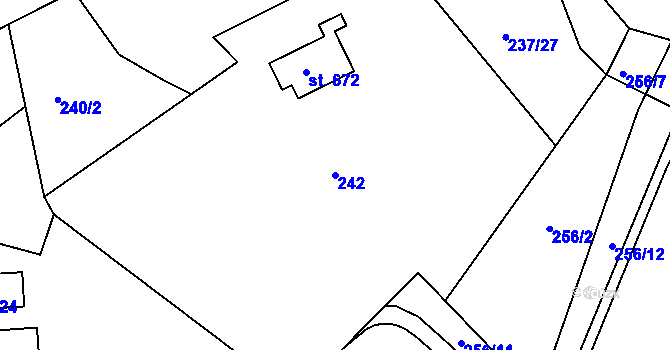 Parcela st. 242 v KÚ Staré Hamry 2, Katastrální mapa