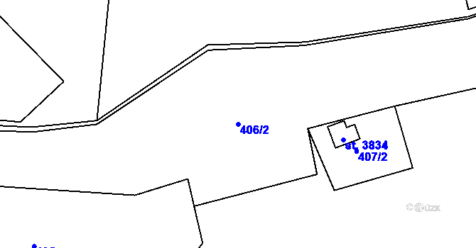 Parcela st. 406/2 v KÚ Staré Hamry 2, Katastrální mapa