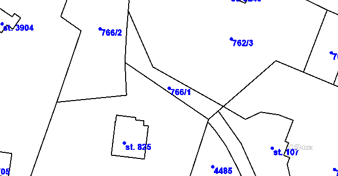 Parcela st. 766/1 v KÚ Staré Hamry 2, Katastrální mapa