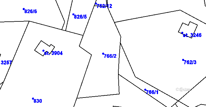 Parcela st. 766/2 v KÚ Staré Hamry 2, Katastrální mapa