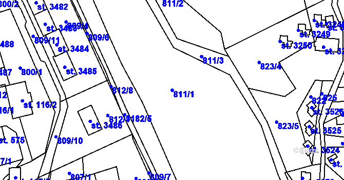 Parcela st. 811/1 v KÚ Staré Hamry 2, Katastrální mapa