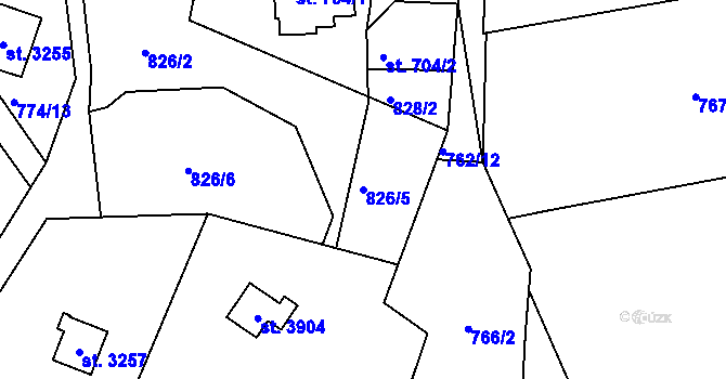 Parcela st. 826/5 v KÚ Staré Hamry 2, Katastrální mapa