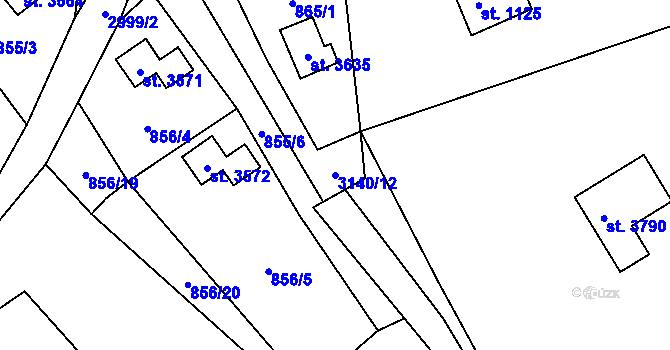 Parcela st. 3140/12 v KÚ Staré Hamry 2, Katastrální mapa