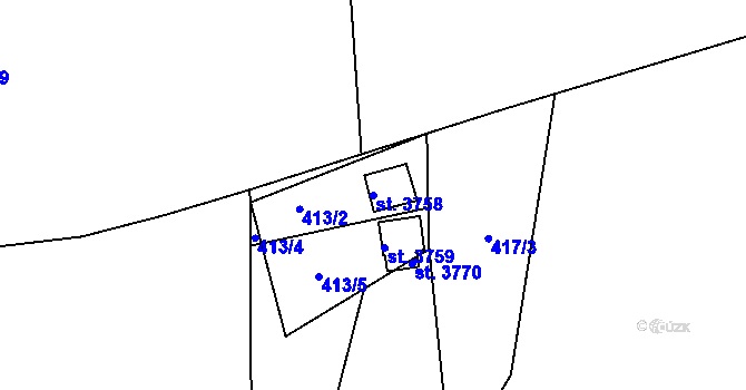 Parcela st. 3758 v KÚ Staré Hamry 2, Katastrální mapa