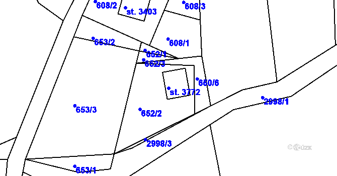 Parcela st. 3772 v KÚ Staré Hamry 2, Katastrální mapa