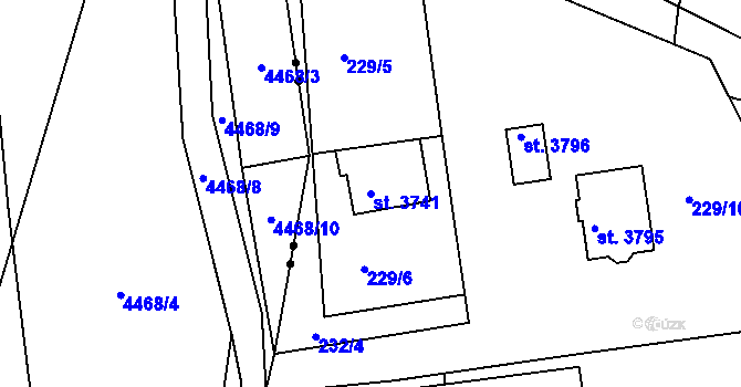 Parcela st. 3741 v KÚ Staré Hamry 2, Katastrální mapa
