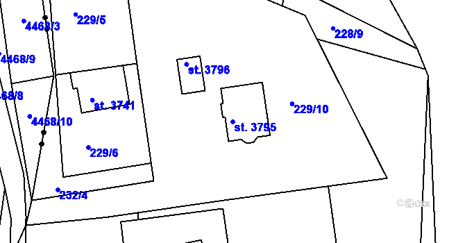 Parcela st. 3795 v KÚ Staré Hamry 2, Katastrální mapa