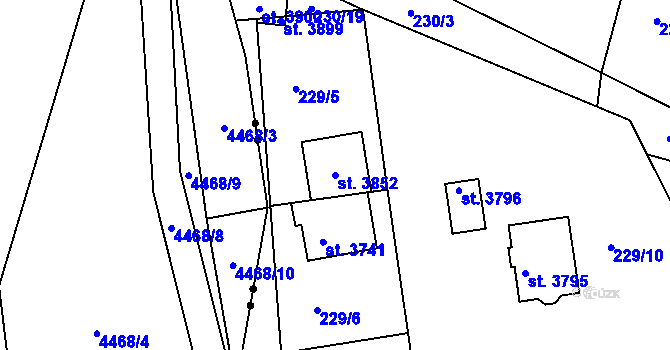 Parcela st. 3852 v KÚ Staré Hamry 2, Katastrální mapa