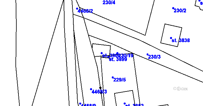 Parcela st. 3900 v KÚ Staré Hamry 2, Katastrální mapa