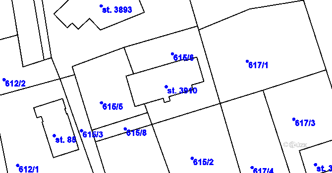 Parcela st. 3910 v KÚ Staré Hamry 2, Katastrální mapa
