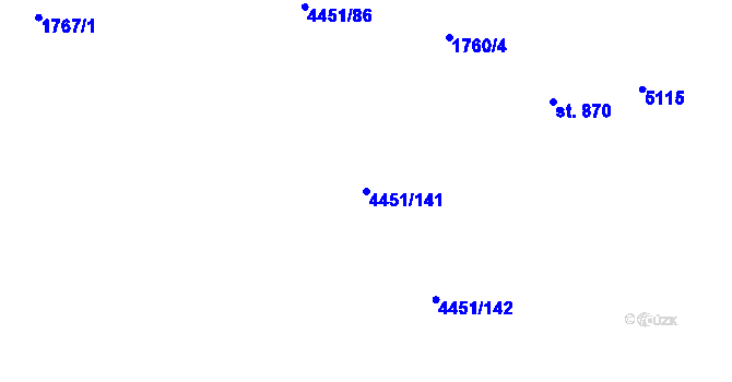 Parcela st. 4451/141 v KÚ Ostravice 1, Katastrální mapa