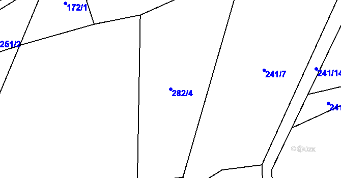 Parcela st. 282/4 v KÚ Ostravice 1, Katastrální mapa