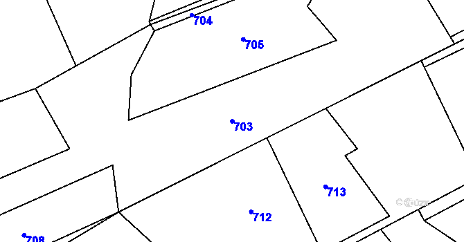 Parcela st. 703 v KÚ Ostravice 1, Katastrální mapa
