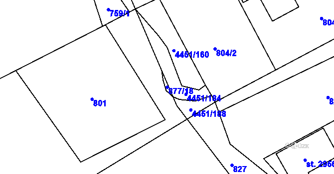 Parcela st. 877/18 v KÚ Ostravice 1, Katastrální mapa