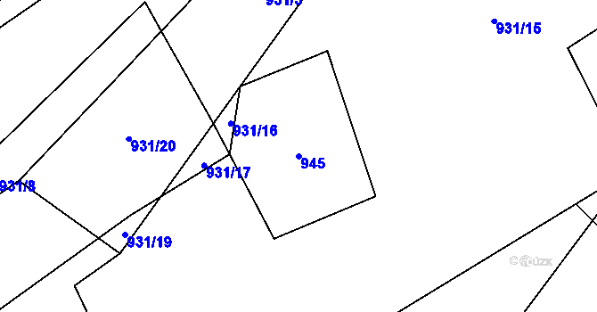 Parcela st. 945 v KÚ Ostravice 1, Katastrální mapa