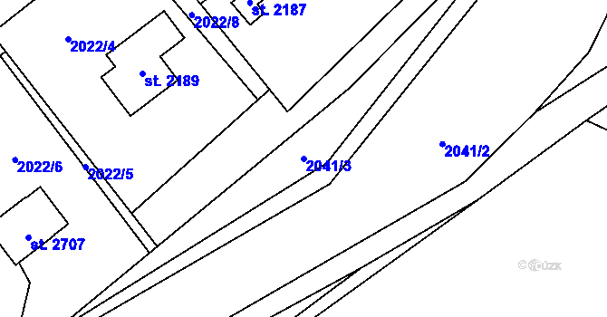 Parcela st. 2041/3 v KÚ Ostravice 1, Katastrální mapa