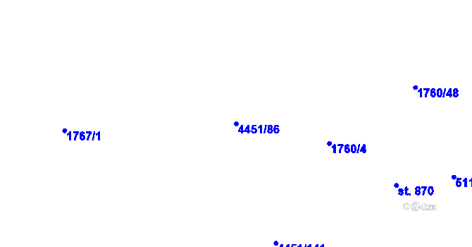 Parcela st. 4451/86 v KÚ Ostravice 1, Katastrální mapa