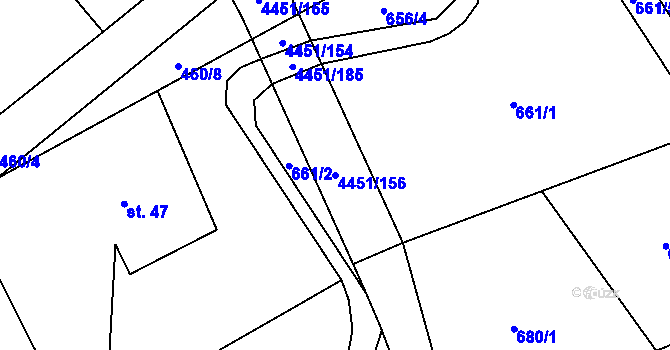 Parcela st. 4451/156 v KÚ Ostravice 1, Katastrální mapa