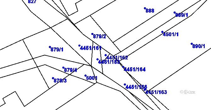 Parcela st. 4451/162 v KÚ Ostravice 1, Katastrální mapa