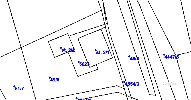 Parcela st. 2/1 v KÚ Ostravice 1, Katastrální mapa