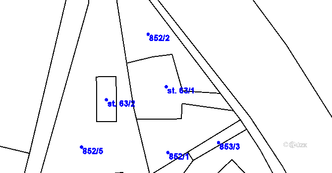 Parcela st. 63/1 v KÚ Ostravice 1, Katastrální mapa