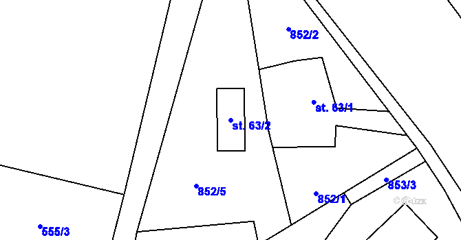 Parcela st. 63/2 v KÚ Ostravice 1, Katastrální mapa