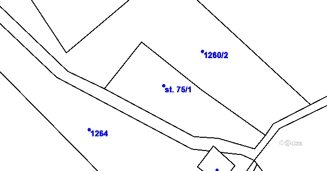 Parcela st. 75/1 v KÚ Ostravice 1, Katastrální mapa