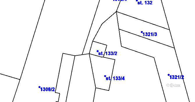 Parcela st. 133/2 v KÚ Ostravice 1, Katastrální mapa